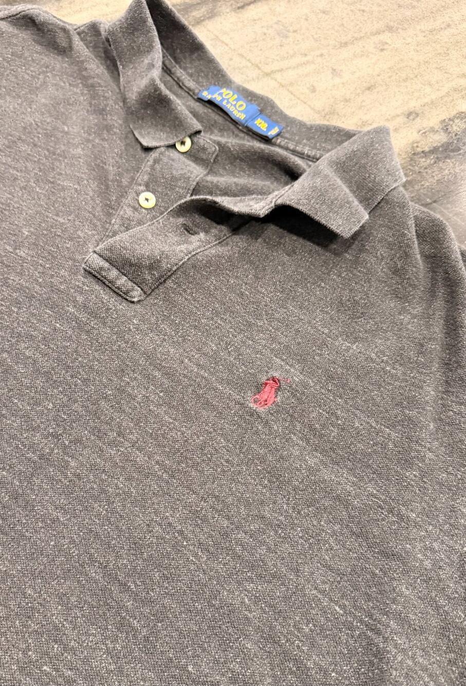 Polo Ralph Lauren Mens XXL Charcoal Heather Gray Polo Shirt Burgundy Pony